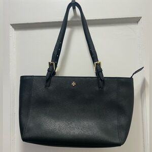 Tory Burch Black Leather Shoulder Tote Adjustable Straps NWOT